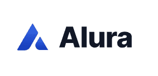 Alura logo featuring a blue geometric triangular icon to the left of the word Alura in bold black letters on a white background, perfect for enhancing your Etsy digital products listing.
